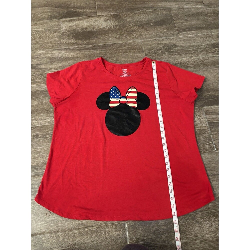 Minnie Mouse With USA Motif Bow Women’s Size XXL T Shirt Red - Picture 4 of 5